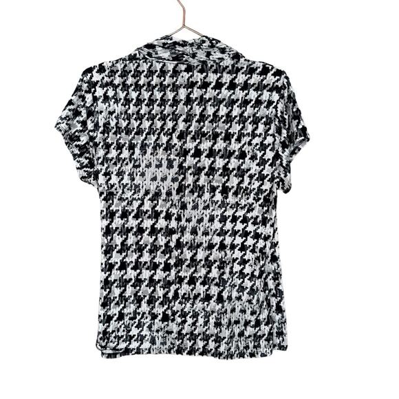 Melissa Paige faux wrap short sleeved houndstooth blouse size large - Picture 3 of 6